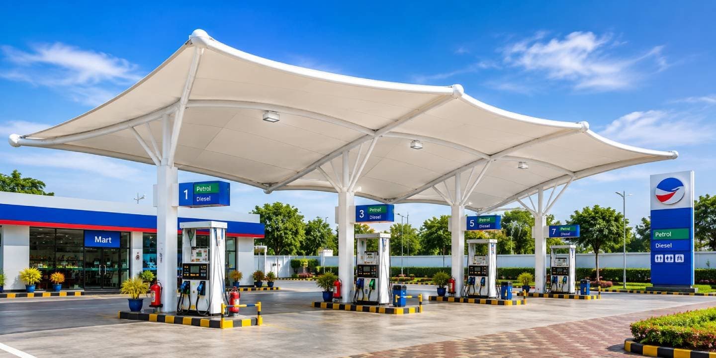 Tensile Canopies for Petrol/Gas Stations