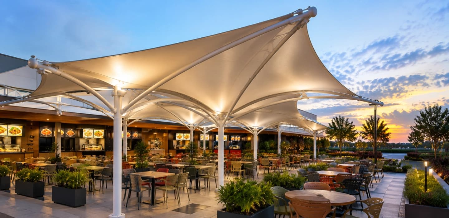 Tensile Canopies for Food Courts & Cafes