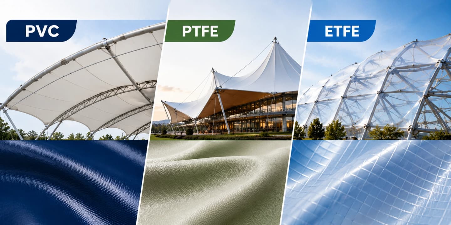 PVC vs PTFE vs ETFE Tensile Fabrics: Which One Is Best for Your Project?